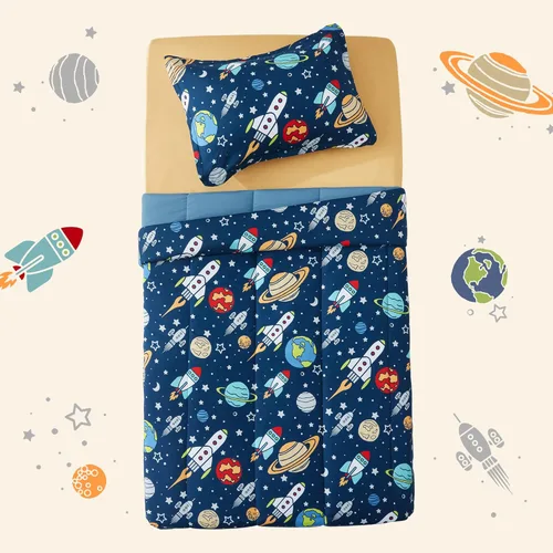 Miniatura 2 de SLEEP ZONE - Juego de edredón de 3 piezas tamaño matrimonial/Queen para niños, estampado suave, para todas las temporadas, no se decolora, lavar a
