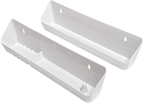 Juego de bandejas delanteras para fregadero de cocina de 11 pulgadas, juego de bandejas de plástico de polímero de 11 pulgadas, color blanco,