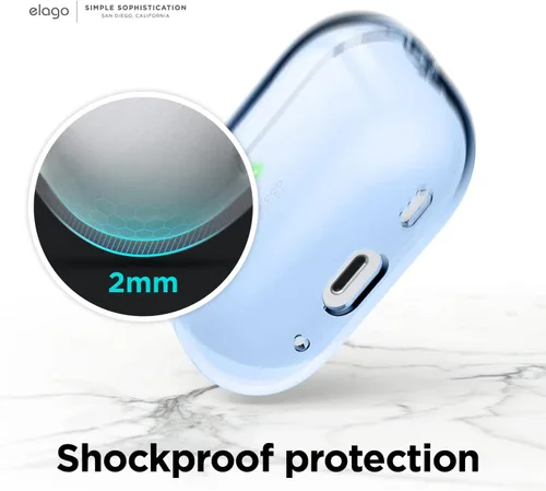Miniatura 5 de elago Funda transparente compatible con AirPods Pro de 2ª generación, compatible con AirPods Pro 2, funda protectora, a prueba de golpes, carga Azul