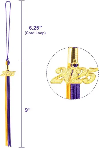 Miniatura 90 de Borla 2025, 1 unidad, borla de graduación para graduados 2025, borla 2025 con dijes de fecha dorada 2025 para fiestas de graduación, ceremonias