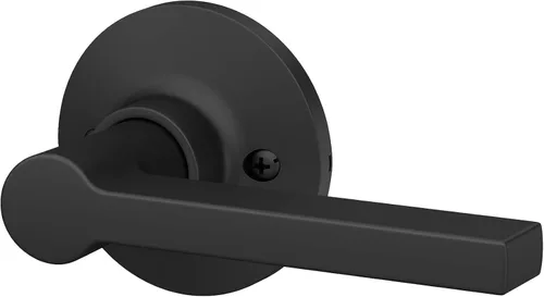 Miniatura 5 de Palanca recta con manija de puerta simulada de moldura redonda, acabado negro mate, paquete de 4