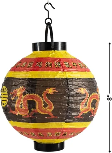 Miniatura 3 de Fun Express Juego de 3 linternas chinas colgantes de papel iluminado Dragon Print Design, Chinese New Year Party Decor