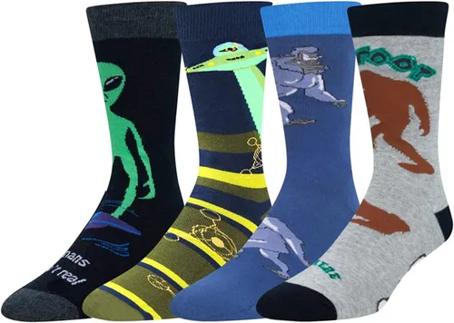 Regalos divertidos de tiburón para hombres, regalos de animales, calcetines de pie grande alienígena, regalos de Navidad, paquete de 4