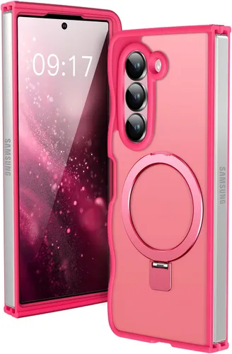 Miniatura 12 de Soporte magnético y marco ondulado: funda para Samsung Galaxy Z Fold 6 [compatible con MagSafe] [protección militar contra caídas] no amarillenta