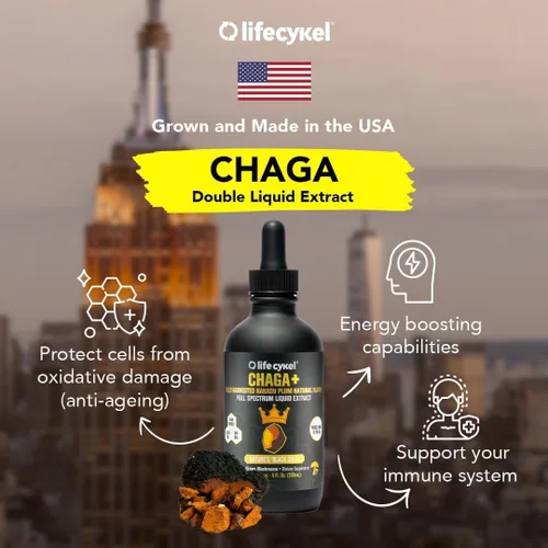 Miniatura 2 de Life Cykel - Extracto de hongo Chaga con ciruela Kakadu - Tintura de hongo de doble extracción - Suplemento de apoyo inmunológico sin OMG