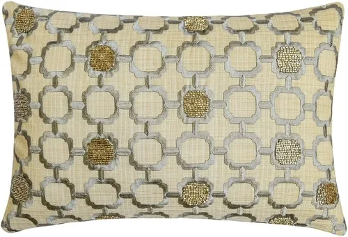 Miniatura 14 de The HomeCentric Funda de almohada lumbar decorativa gris de 12 x 20 pulgadas, encaje de yute y lino, yute, almohada oblonga de lentejuelas hechas a