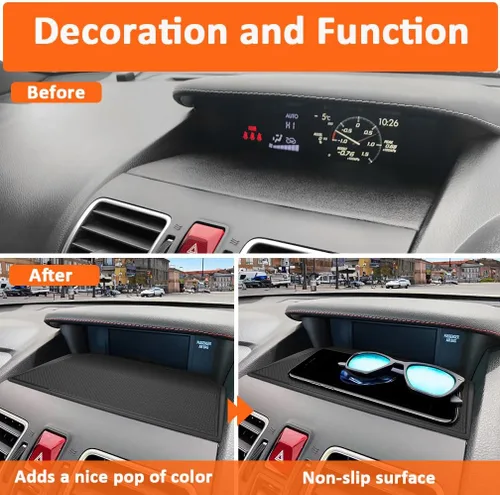 Miniatura 3 de Auovo Tapetes de Tablero Compatibles con Accesorios Subaru Crosstrek 2012-2017 Forester 2014-2018 XV Impreza 2012-2016 Funda de Silicona para Negro