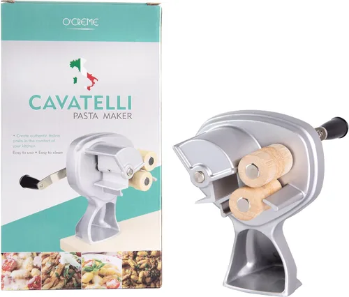 O'Creme Cavatelli - Máquina para hacer pasta italiana original, rodillo de pasta italiana, rodillos de madera con revestimiento antiadherente,