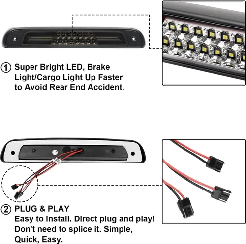 Miniatura 6 de Tercera Luz de Freno LED Compatible con F1501994-1996 F250/F350 1994-1997/para Bronco 1992-1996 Conjuntos de Luz de Parada de Montaje Alto Carga