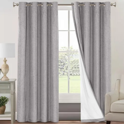 Miniatura 121 de Primitive - Cortinas opacas 100 % de lino texturizado natural para dormitorio, sala de estar, cortinas para ahorra energía, tela de arpillera