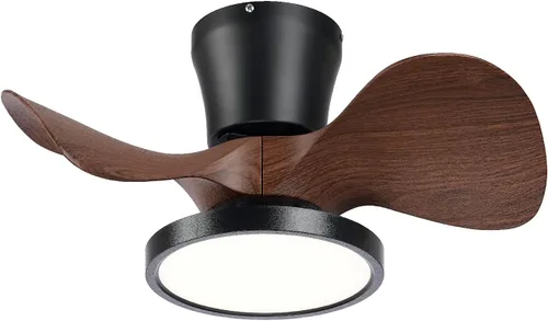 Miniatura 12 de ocioc Ventilador de techo silencioso con luz LED, motor de CC de 32 pulgadas, control remoto de gran volumen de aire, nogal para cocina, dormitorio