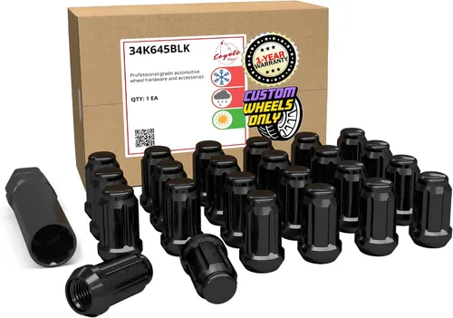 Miniatura 24 de Wheel Accessories Parts 20 piezas de 0.472 in 1.50 12 x 1.50 rosca para automóvil de 1.38 pulgadas de largo, tuerca negra para muchos automóviles