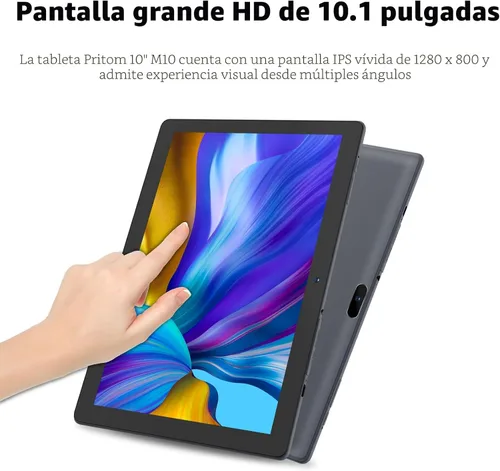 Miniatura 3 de PRITOM Tablet 10 pulgadas, 64GB, Tablet Android 13, pantalla HD IPS, cámara dual, WiFi, Bluetooth, tabletas con batería de 6000mAh, certificado