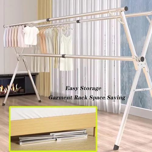 Miniatura 6 de Estante de secado de ropa plegable para lavandería, tendedero de ropa al aire libre, percheros para colgar ropa, tendedero de acero inoxidable