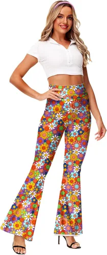 Miniatura 4 de Deerose Pantalones hippies elásticos de cintura alta para mujer