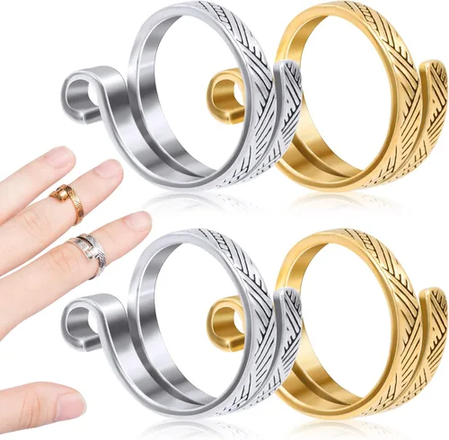 Miniatura 8 de ANCIRS Paquete de 2 Anillos de Bucle de Tejido de Ganchillo para Dedos, Anillo de Tensión de Ganchillo Ajustable, Soportes de Dedo Guía de Hilo de 1
