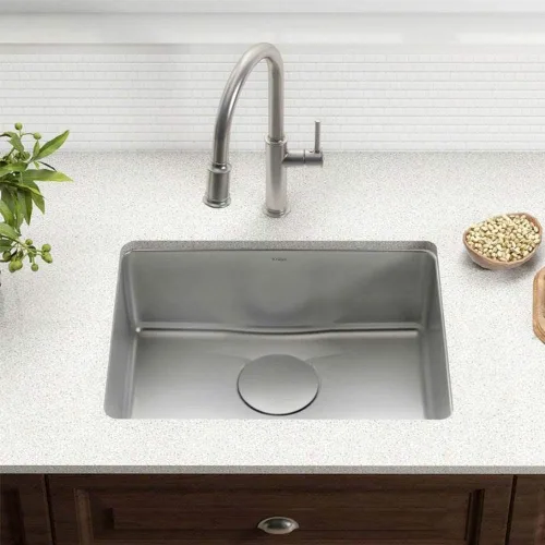 Miniatura 2 de Kraus Dex 25-pulgadas Fregadero de cocina de acero inoxidable de calibre TRU16, montaje por debajo, con un tazón, con sistema de drenaje DrainAssure