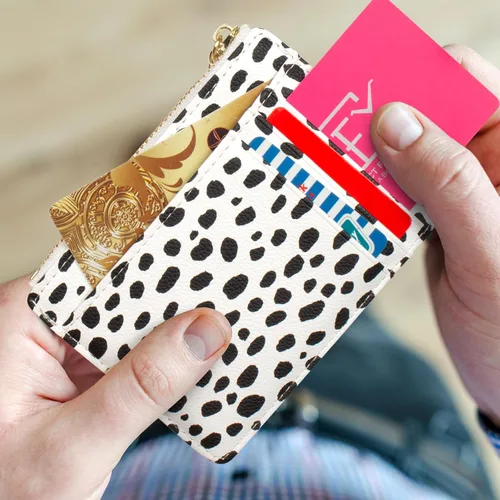 Miniatura 50 de Tarjetero delgado con bloqueo RFID, billetera de bolsillo pequeño, con cremallera Keychian para monedero, monedero y tarjetero para mujeres y hombres