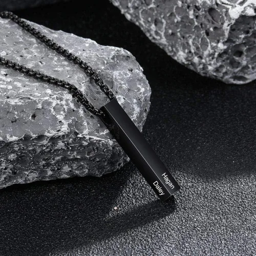 Miniatura 5 de Lam Hub Fong Collar grabado para hombre, collar de oro para mujer, collar personalizado de acero inoxidable con inicial de nombre para hombres