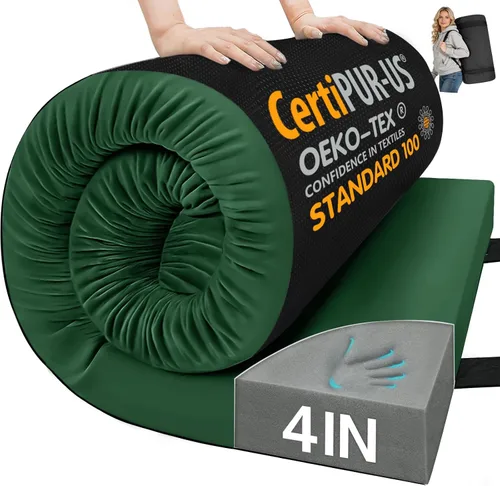 Miniatura 12 de CYMULA Almohadilla de Colchón de Espuma Viscoelástica para Acampar, Almohadilla para Dormir de 3 Pulgadas para Acampar, Base Antideslizante Inferior