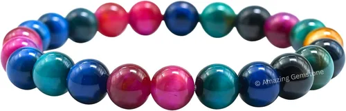 Miniatura 763 de Amazing Gemstone Pulsera de cristal para mujeres y hombres, pulsera de cristal curativo de protección, pulsera elástica con cuentas de piedras