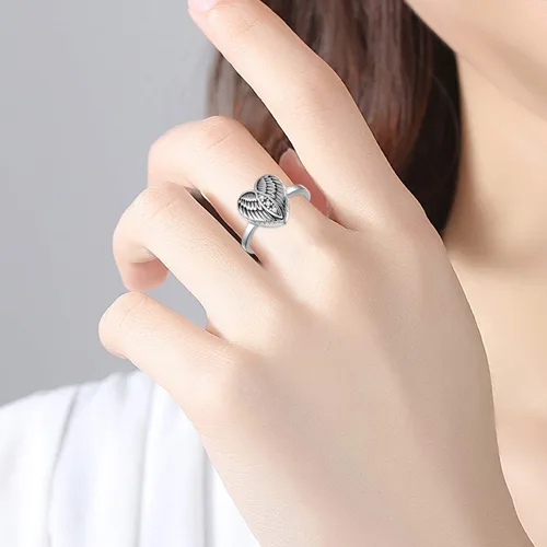 Miniatura 7 de Collar con urna de corazón con forma de alas de ángel, collar de cenizas y cremación