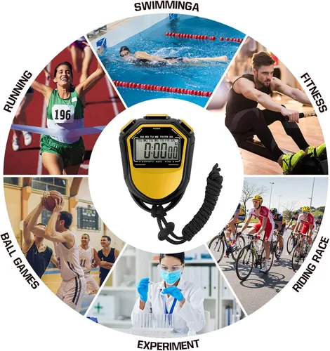 Miniatura 7 de mewmewcat Cronómetro impermeable digital LCD temporizador cronógrafo deportivo con correa para natación, correr, entrenamiento de fútbol, cronómetro