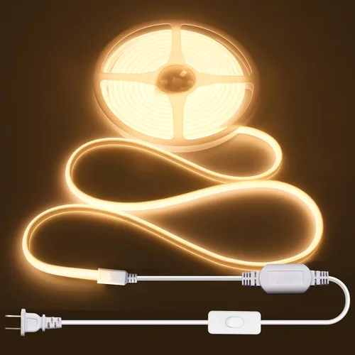Miniatura 10 de ALITOVE Tiras de Luces LED de 110V 120V Impermeables 16.4ft Estilo COB Súper Brillantes Luz Blanca Diurna Tiras de Luces LED 6000K CRI90+