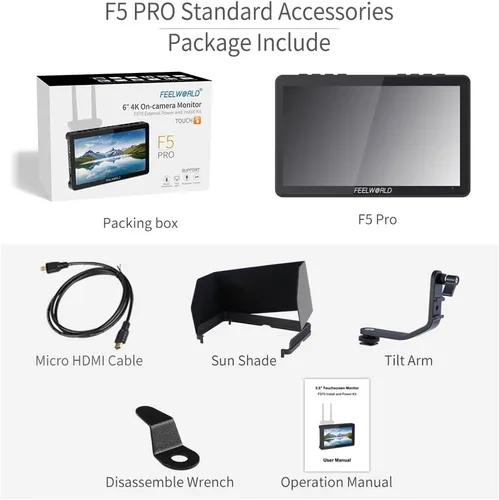 Miniatura 9 de FEELWORLD F5 Pro - Monitor de campo para cámara réflex digital (pantalla táctil de 5,5 pulgadas, HDMI, 4K, IPS, FHD, 1920 x 1080)