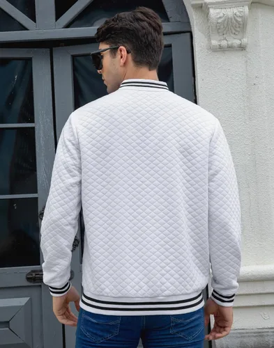 Miniatura 3 de Wizoat Chaqueta universitaria para hombre, chaqueta ligera casual con diseño de gofre, chaquetas bomber