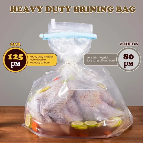 Miniatura 5 de Bolsa de salmuera, 26 x 22 pulgadas, paquete de 2, bolsa de salmuera de pavo extra grande con 2 cuerdas y 2 clips más grandes, materiales gruesos