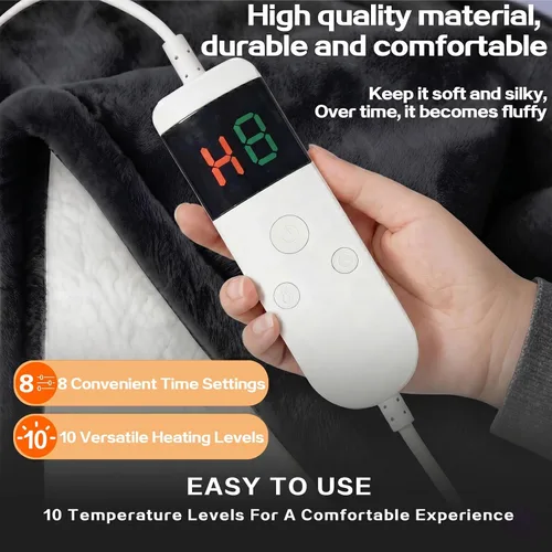 Miniatura 7 de Manta térmica portátil con mangas y bolsillo para el pie, manta térmica de calentamiento rápido con 10 ajustes de calor apagado automático