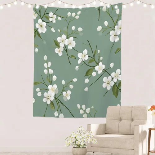 Miniatura 24 de Batmerry Tapiz azul y blanco, tapiz abstracto de pintura azul, negro, gris y blanco, para sala de estar, dormitorio, pared, decorativo, 51.2 x 59.1