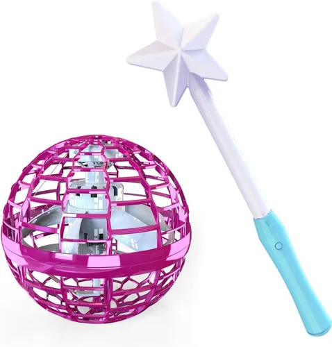 Miniatura 13 de Bola mágica de orbe volador con luces, mini dron operado a mano OVNI, juguete galáctico Fidget Spinner Boomerang Hover, regalo de cumpleaños