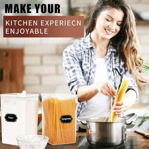 Miniatura 6 de Skroam Contenedores grandes herméticos para almacenamiento de alimentos con tapas, paquete de 10 recipientes de cereales, organizadores de despensa