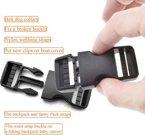 Miniatura 4 de Hebilla para correas de 1/1.5/2 pulgadas, hebillas de liberación lateral, clip de plástico ajustable para correa de equipaje, collar de reemplazo