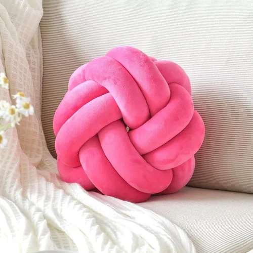 Miniatura 8 de Almohada de nudo de bola, cojín decorativo redondo para arrojar, almohada de felpa suave beige anudada de 8 pulgadas, cojín decorativo de nudo