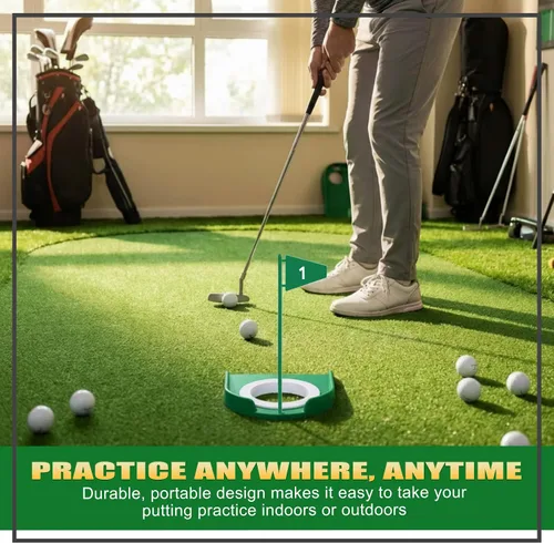 Miniatura 6 de Sotiff Práctica de práctica de golf con agujero de copa, accesorios de golf, putters de entrenamiento con bandera de plástico para adultos, oficina
