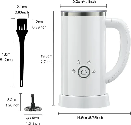 Miniatura 8 de Espumador de leche y vaporizador, máquina eléctrica 4 en 1 de espuma fría y caliente, calentador de leche automático con dos batidores