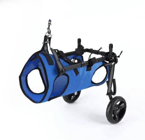 Miniatura 2 de Silla de ruedas para perros para patas traseras, carrito para perros, ayuda para la movilidad para mascotas pequeñas, con ruedas, ajustable (pequeño)