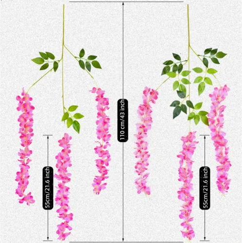 Miniatura 3 de OUKEYI Guirnalda de flores artificiales de glicina, 12 unidades, flores falsas de seda de 3.6 pies para colgar en interiores y exteriores, hogar