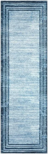 Miniatura 83 de Alfombra de pasillo moderna abstracta Lahome, alfombra lavable turquesa de 2 x 6 pulgadas para entrada, alfombra antideslizante de bajo pelo