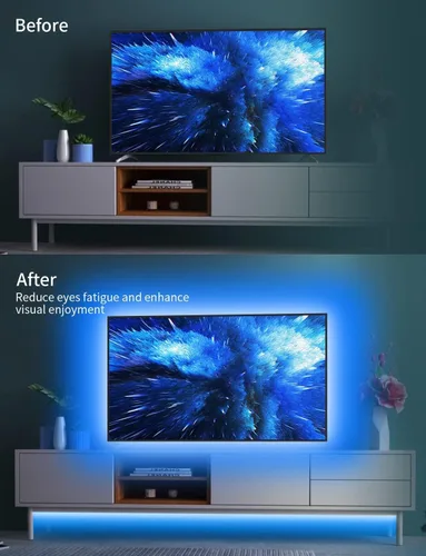 Miniatura 6 de Daymeet Retroiluminación LED para TV, 9.8 pies para TV detrás de TV de 32-60 pulgadas, luces LED para monitor, retroiluminación RGB, tira de luz