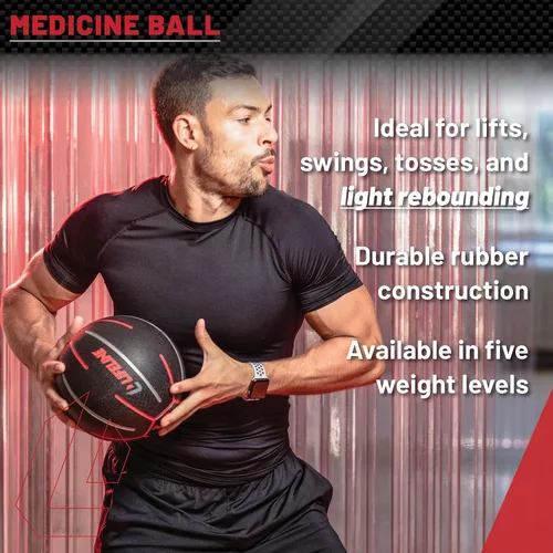 Miniatura 4 de Lifeline Fitness Balón medicinal - Entrenamiento de fuerza y estabilidad corporal total, antideslizante, rebote ligero, superficie texturizada