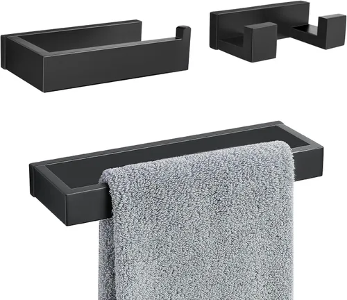 Miniatura 9 de Juego de 3 piezas de accesorios de baño de oro cepillado, juego de toallero de acero inoxidable SUS304, soporte para toallas, gancho para bata