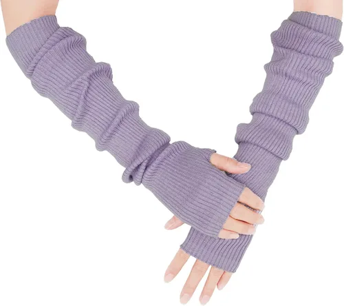 Miniatura 7 de Guantes cálidos de cachemira de brazo largo para mujer, guantes de invierno acogedores sin dedos, calentadores de brazos suaves, gran regalo
