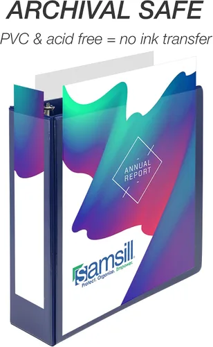 Miniatura 161 de Samsill - Carpeta duradera de 5 pulgadas, fabricada en los Estados Unidos, con anillos en D, transparente y personalizable, color blanco