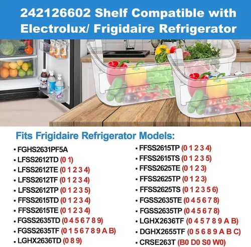 Miniatura 6 de Actualizado 242126602 - Estante de repuesto para puerta de refrigerador Frigidaire Electrolux, estante inferior de 2 estantes, estante lateral