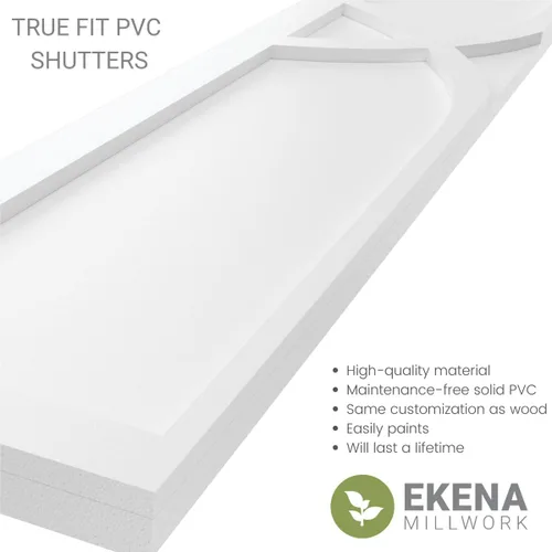 Miniatura 9 de Persianas de montaje fijo True Fit PVC Cedar Park de 12 pulgadas de ancho x 69 pulgadas de alto, color blanco (por par - herrajes no incluidos)