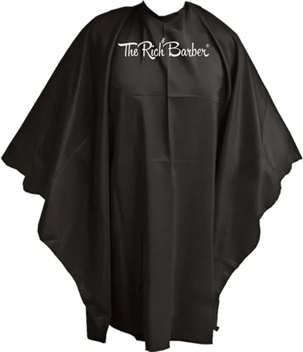 The Rich Barber 360 Barber Cape | Delantal de corte de pelo profesional ligero | Vestido de corte de pelo de tela resistente al agua, Negro, Talla